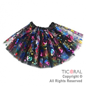 POLLERA TUTU BRUJA ESTAMPADO MULTICOLOR HALLOWEEN x 1